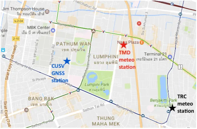 Fig. 1. Location of GNSS and meteorological stations used in this research.