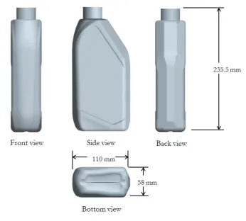 Fig. 7. The finite element model of: (a) full shape bottle and (b) half shape bottle blow molding process