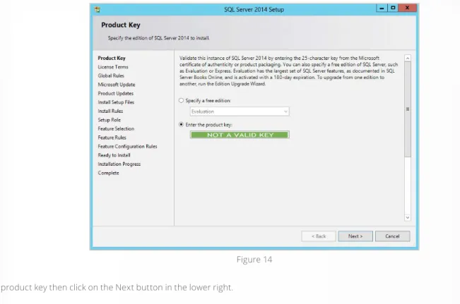 Figure 14 shows the Product Key screen. 