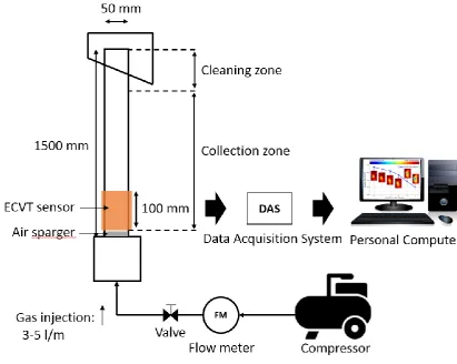 Fig. 6. Schematic diagram of column flotation experiment monitored by ECVT system [20]