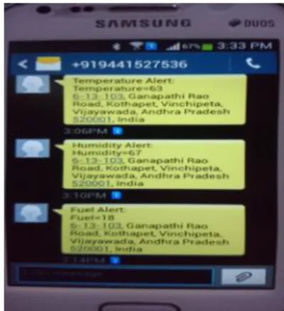 Figure 9: output display of SMS in mobile phone IV.Conclusion