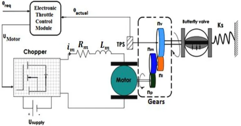 Fig. 1. Schematic of electronic throttle body system components.  