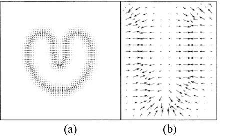 Fig. 1 (a) traditional potential forces and (b) close- up        Fig. 2 (a) traditional distance forces and (b) close-up  
