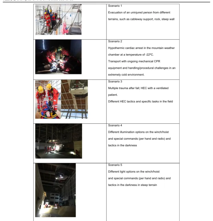 Table 2 examples of the simulated scenarios