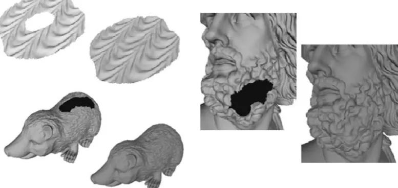 Fig. 1.  Context-based surface completion of non-smooth surfaces using our proposed method