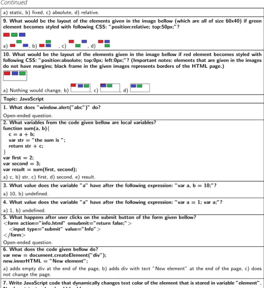 Table 3 Overview of the unified final test that was used for students’ performance evaluation.