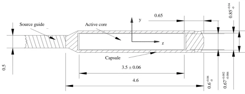 Figure 3.  Schematic design and geometry of brachytherapy flexitron Ir-192 source.  