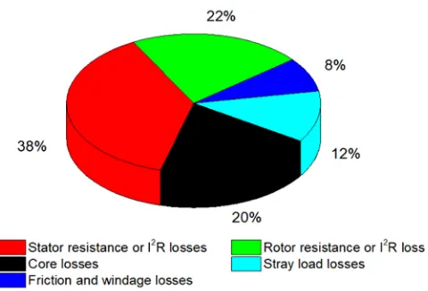 Fig. 1. Typical energy losses and their distribution in a 50 HP motor [2].