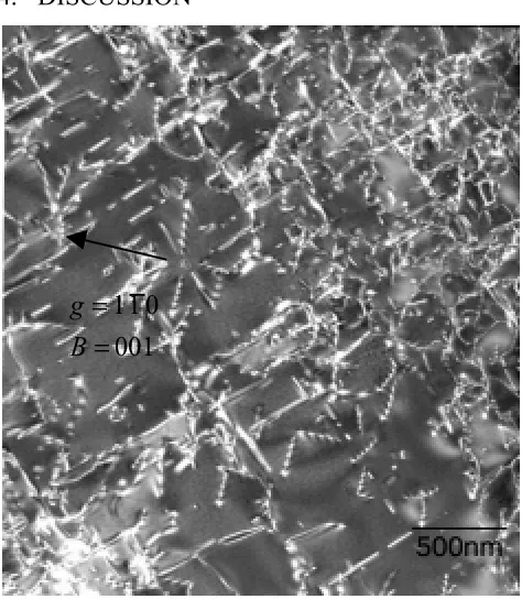Figure 5:  10Fe-50Ni-40Alsingle crystal with foil normalparallel to [001] compressionaxis after 1.5% plastic strainat 750K