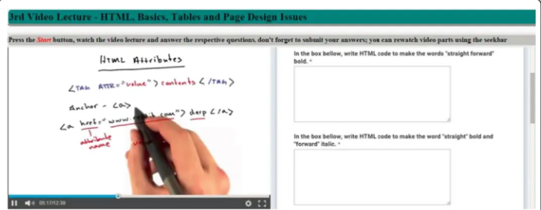 Fig. 4 An example of a video assignment (using video learning analytics system; Giannakos et al., 2015)