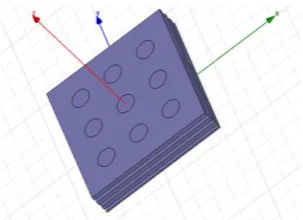 Figure 5: Three layer EBG with FSS consisting of cones  with height 0.1mm 