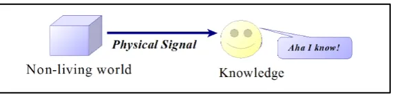 Figure 1. An information state is realized as a classical state by an observer. To do that the mind must somehow collapse the wave function and generate a monopole truth charge