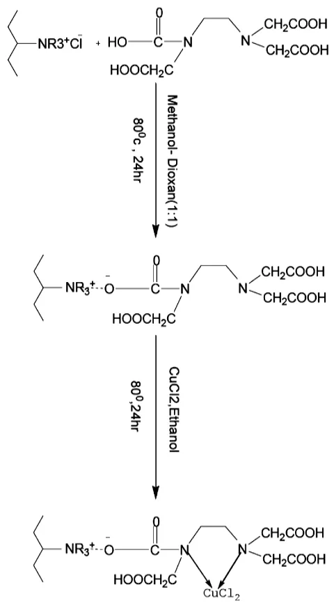 Figure 1. Scheme for the synthesis of polymer EDTA Cu (II) complex. 