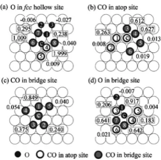 Figure 43. CO oxidation reaction pathway and potential energy surfacesfor diﬀerent local environments