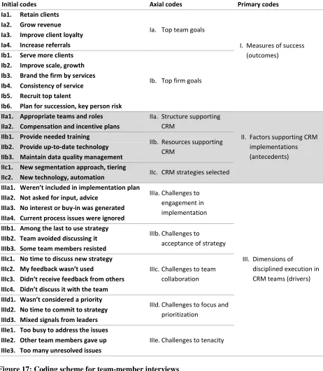 Figure 17: Coding scheme for team-member interviews 