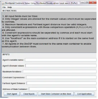 Figure 3. User Interface for the Distributed Constraint Solver