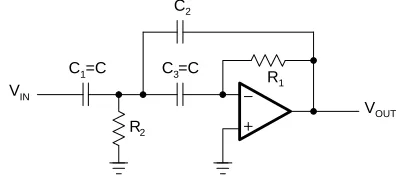 Figure 16–29.Second-Order MFB High-Pass Filter