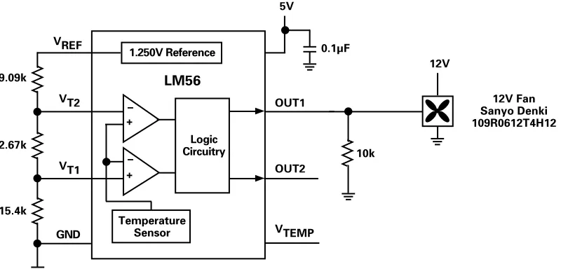 Figure 5.2. This circuit performs the same function as the circuit in 5.1, but it is designed for a 5V cooling fan