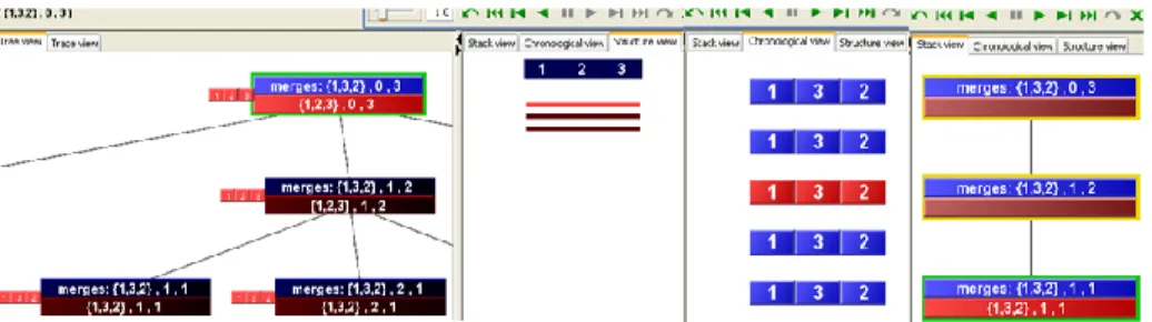 Figure 5. Trace view as part of dynamic visualization of the program for finding the n-th member of the  Fibonacci sequence with SRec