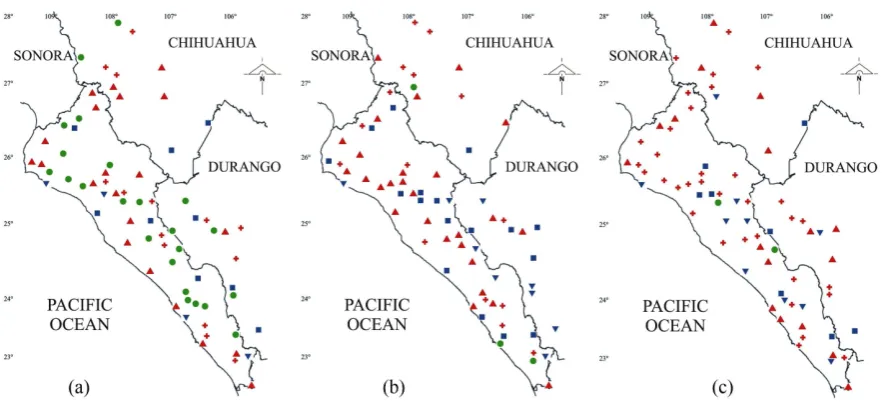 Figure 7. Trends of temperature variability of selected meteorological stations of the North Pacific Watershed in Mexico