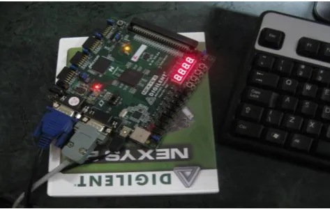 Figure 16: Digilent Nexys2 FPGA Board with VGA cable connected Through Serial (RS-232) Communication 