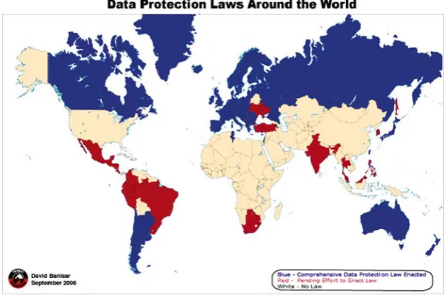 Fig. 4.1 Global map of data protection up to September 2006 (source: Privacy International)