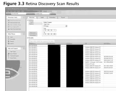Figure 3.3 Retina Discovery Scan Results