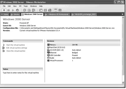 Figure 3.1 A Typical VMware Setup with Images for a Variety of Operating Systems