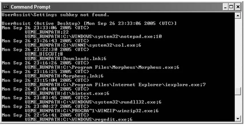 Figure II.2 Output of uassist.pl script