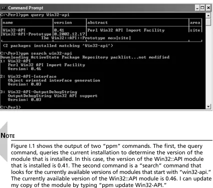 Figure I.1 Querying for the Win32::API Module