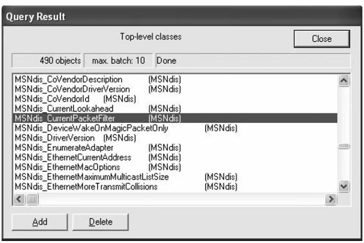 Figure I.3 Viewing Classes via the WMI Tester Interface (ch1-msndis.tif)