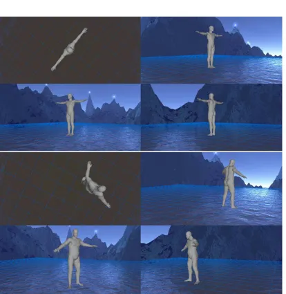 Figure 4.20: Top diagram: The initial body shape and “T” pose; Bottom diagram: themorphed body shape and estimated pose