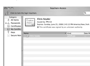 Figure 9-4. The OS X Keychain Access utility with a single, self-signed Client Certificate installed