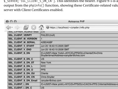 Figure 9-5. Partial output from ��������� on a secure server with client certificates enabled