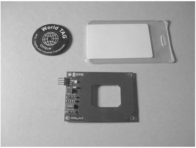 Figure 1.3 Two Different RFID Tags and Reader with Integral Antenna
