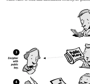 Figure 2-5  Public key cryptography uses published keys to encrypt data. 