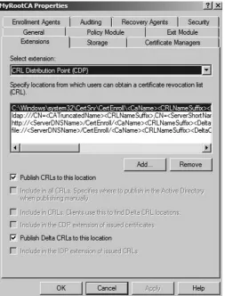 Figure 2.11 Extensions Tab of the CA Property Sheet