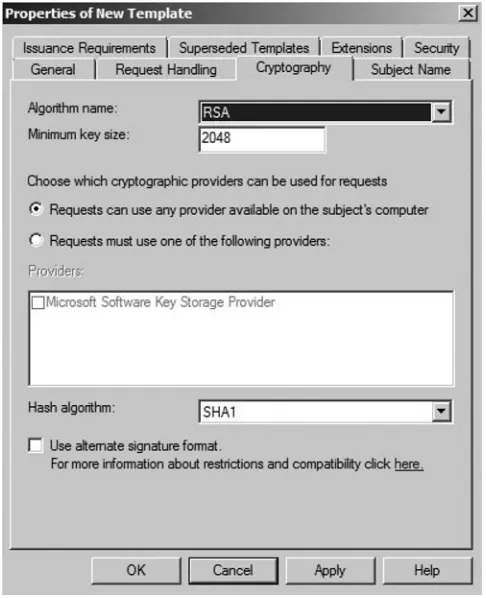Figure 2.15 Cryptography Tab