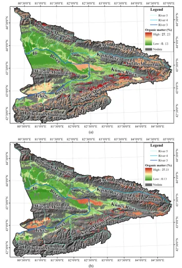 Figure 4. Soil organic matter (%) of top layer predicted though the proposed approach