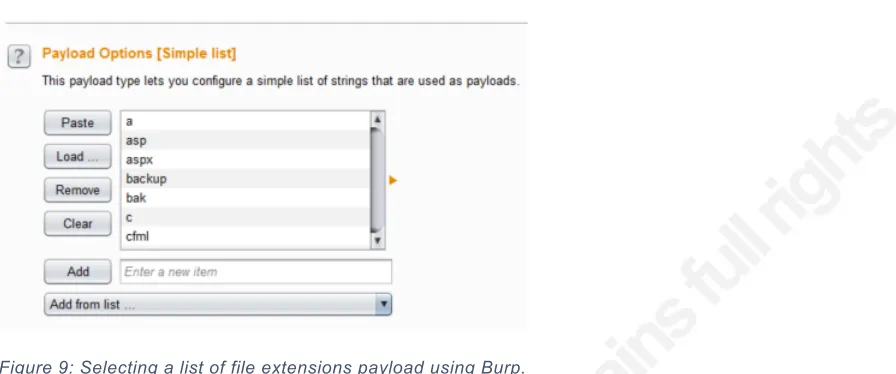 Figure 10: Burp Intruder results, uploading filename evil.a, evil.asp, evil.aspx, etc