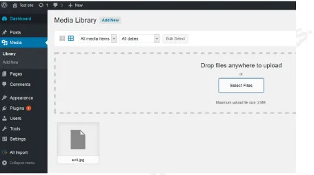 Figure 3: After renaming the file from evil.exe to evil.jpg WordPress accepts the same malicious file successfully 