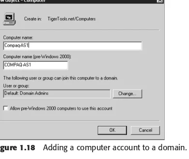 Figure 1.18Adding a computer account to a domain.