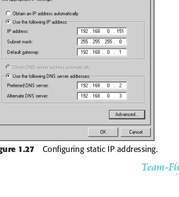 Figure 1.27Configuring static IP addressing. 