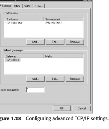 Figure 1.28Configuring advanced TCP/IP settings.  