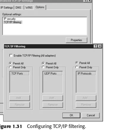 Figure 1.31Configuring TCP/IP filtering. 
