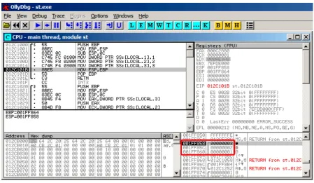 Figure 5.1: OllyDbg: f1()