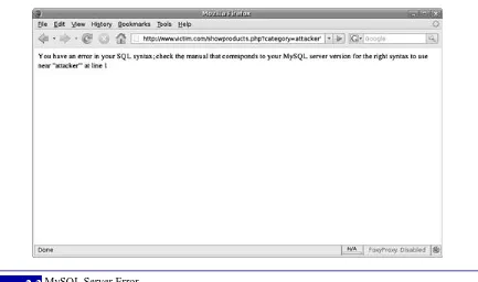 Figure 2.3 MySQL Server Error 