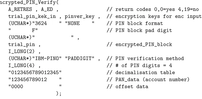Figure 5: Sample code for PIN veriﬁcation in CCA