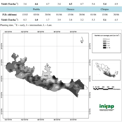 Figure 4. Average maize yield for early planting dates.                                                