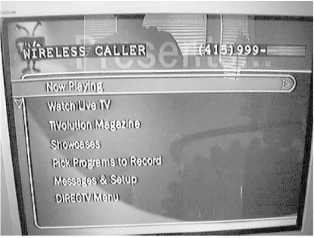 Figure 3-10. Caller ID on an incoming call, captured by elseed on TiVo and displayed on a televisionscreen